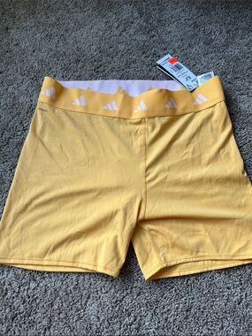adidas Women’s Yellow Logo Waist Bike Shorts